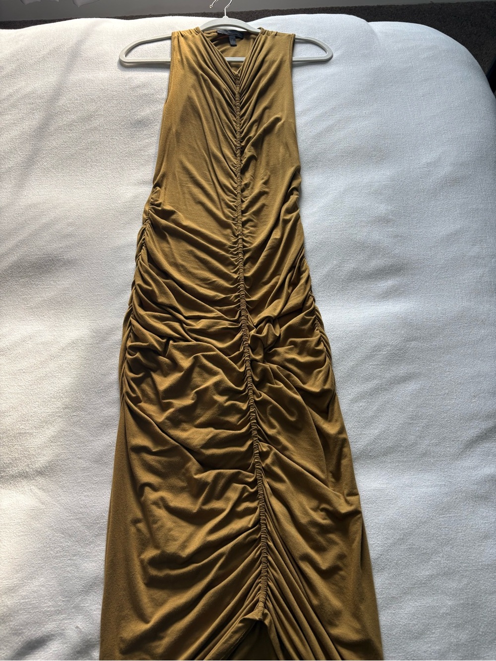 Ruched Sleeveless Maxi Dress in Mustard